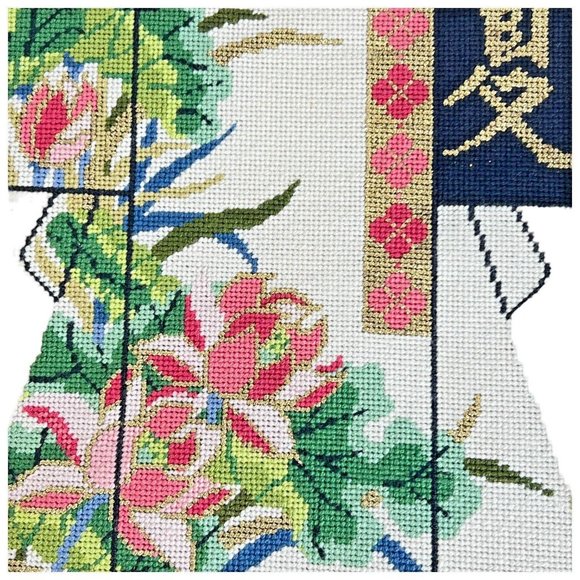 Lee Oriental 4 Seasons Summer Kimono Needlepoint Completed Finished Canvas Japan - Picture 3 of 9